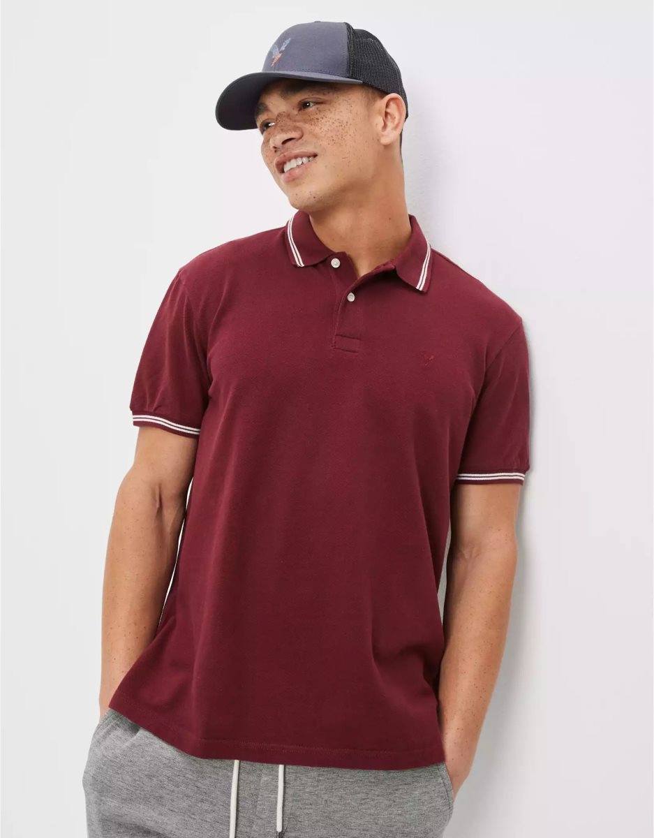 Polos American Eagle AE Super Soft Legend Pique Bordeaux Homme | MQN-63697357